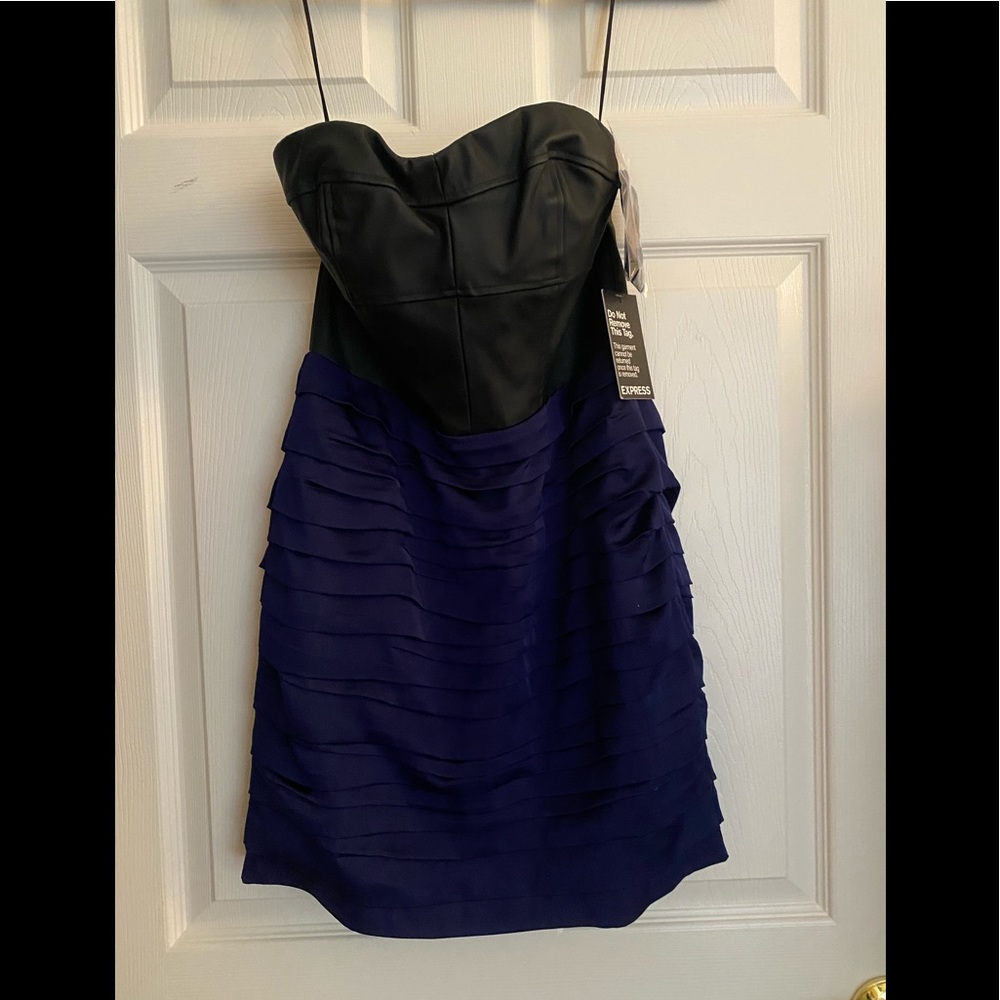 Express Strapless Faux Leather Corset Dress